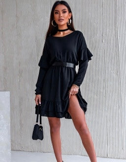 Unstopable Black Ruffled Dress