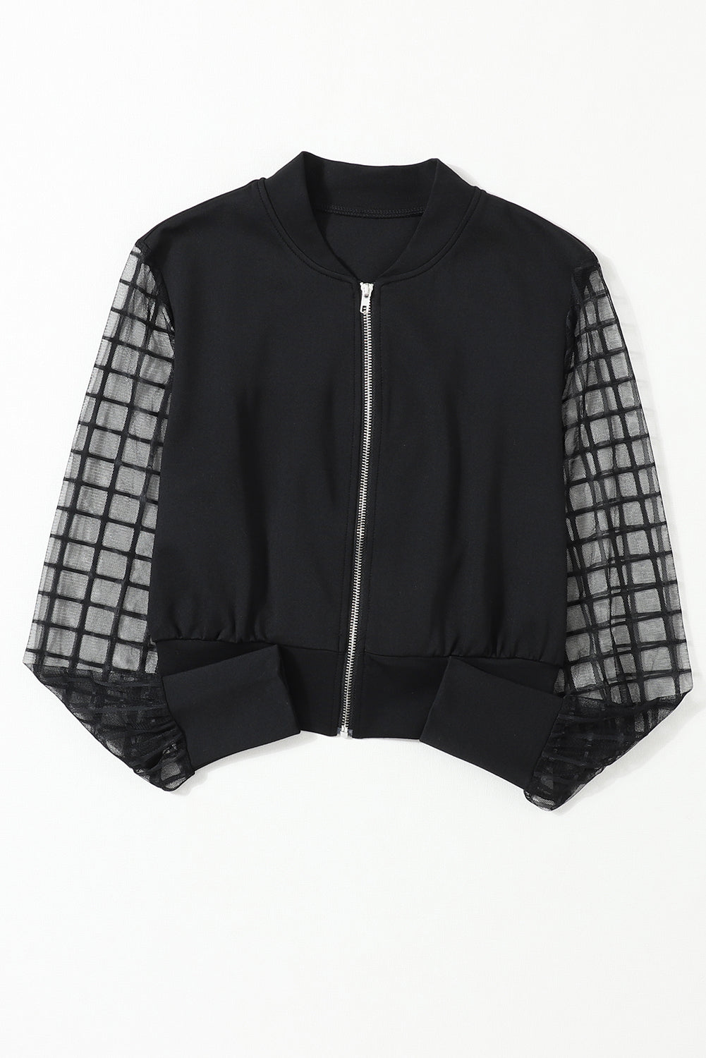 I Got This Latticed Latticed Mesh Bomber Jacket