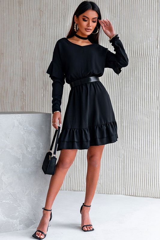 Unstopable Black Ruffled Dress