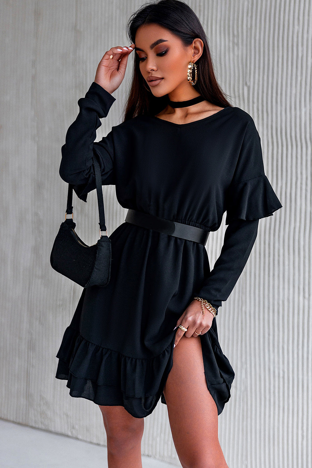 Unstopable Black Ruffled Dress