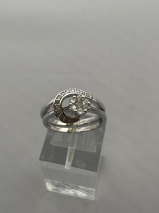 Rhodium Electroplated Set Ring