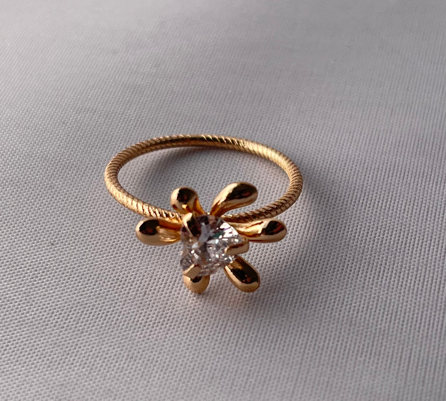 18K Gold Electroplated Flower Ring