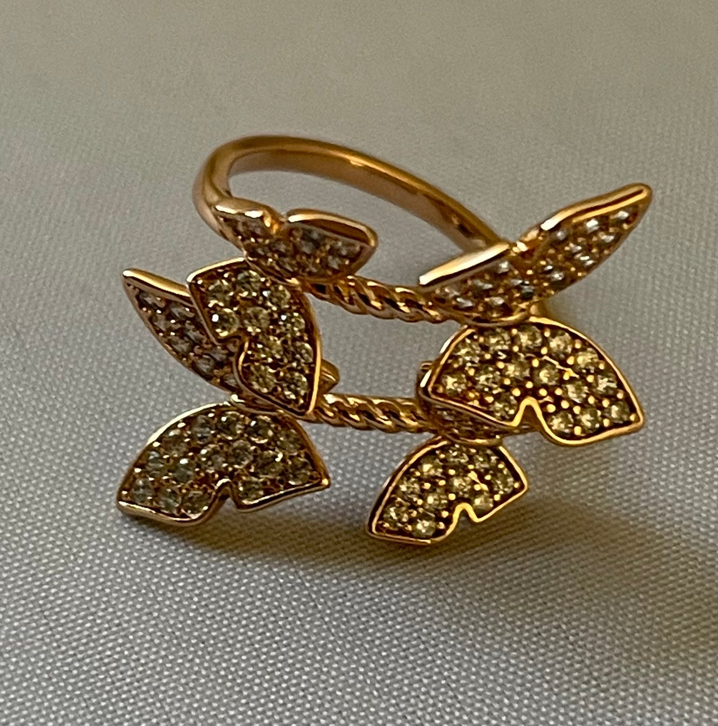 18K Gold Electroplated Butterfly Ring