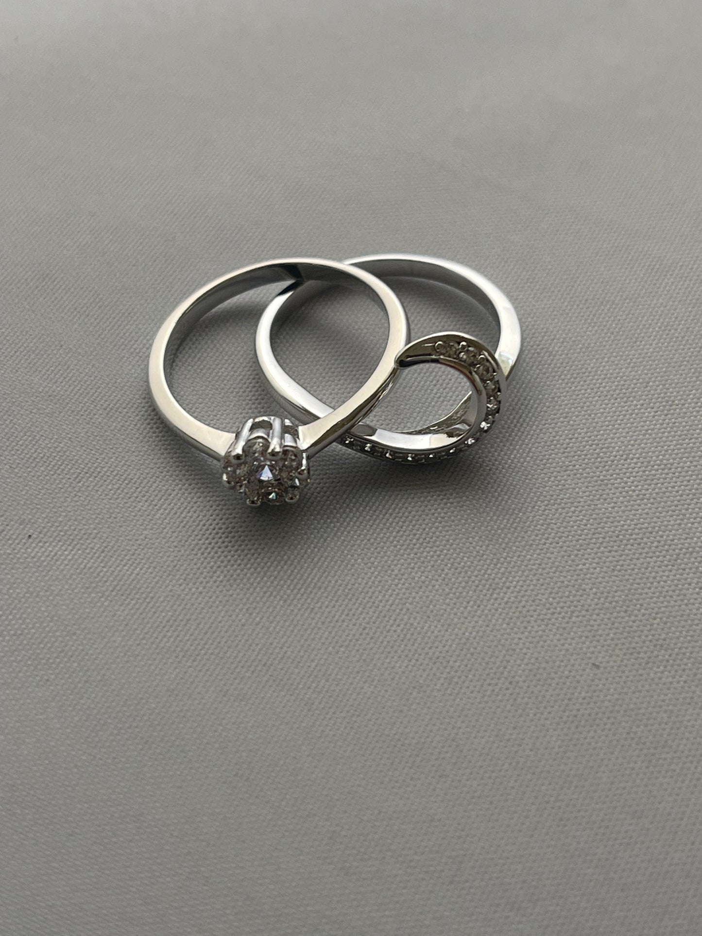 Rhodium Electroplated Set Ring