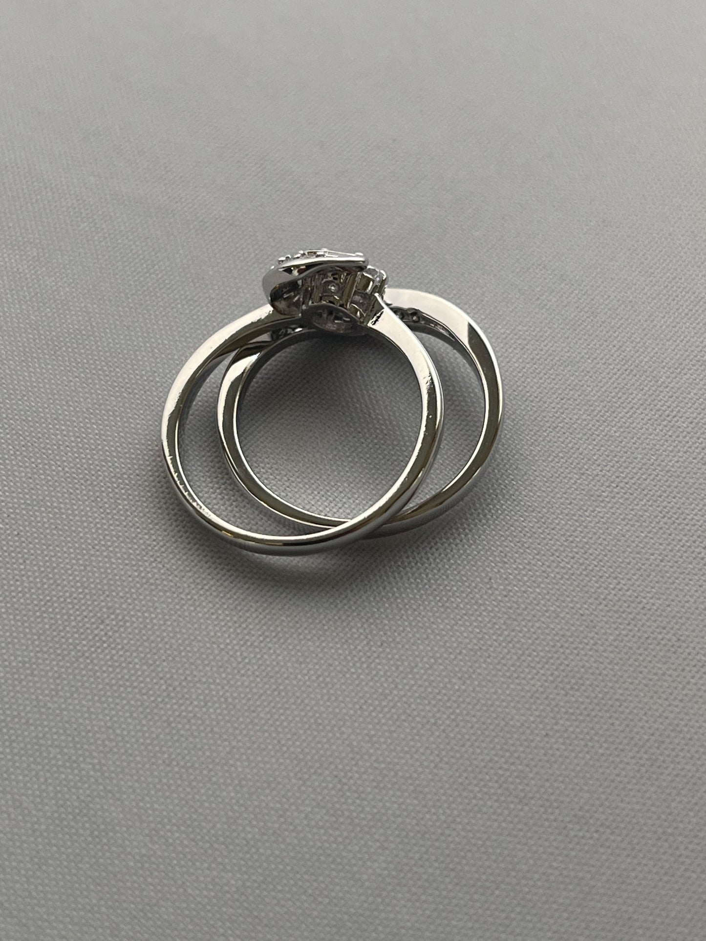 Rhodium Electroplated Set Ring