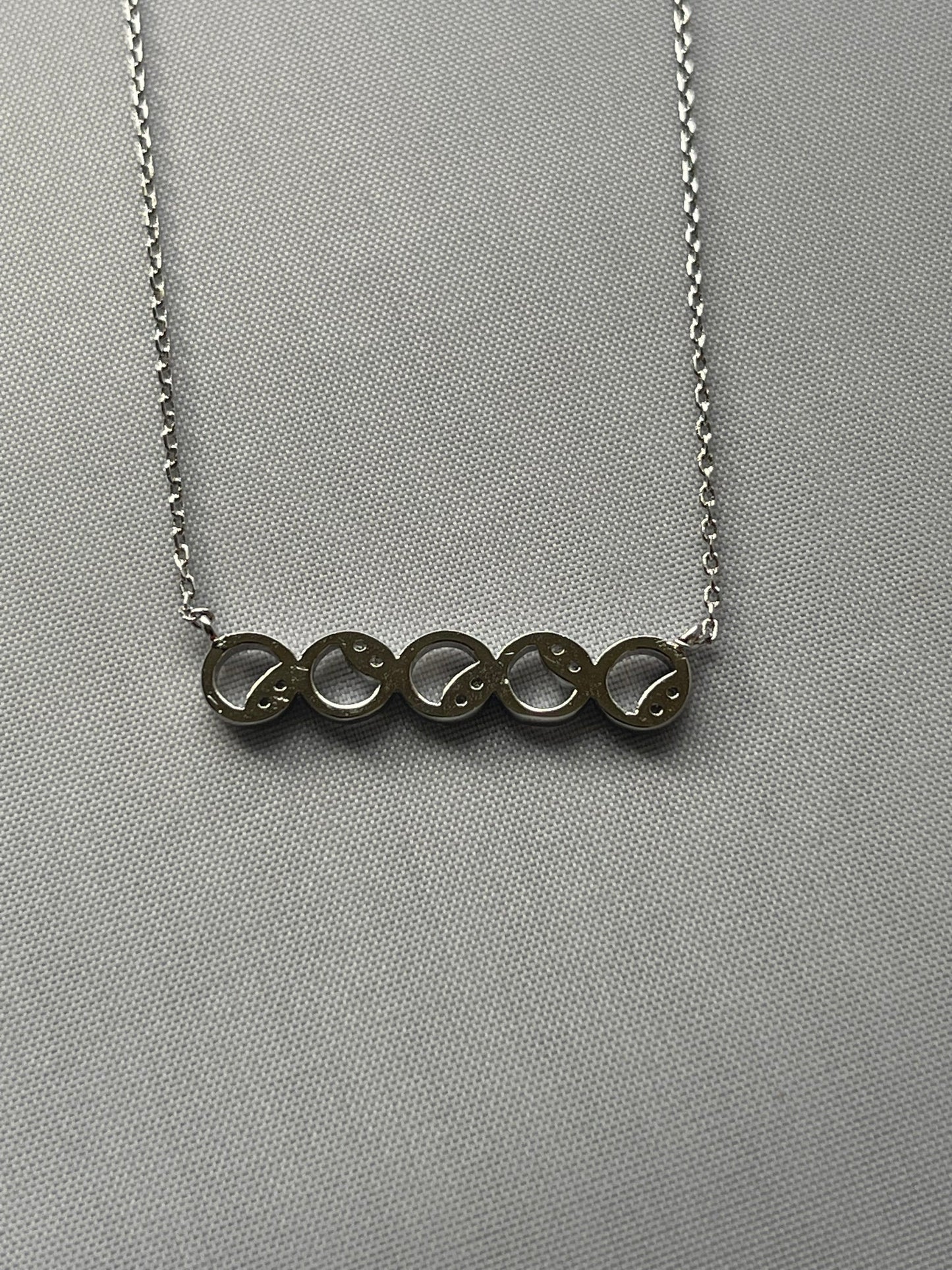 Rhodium Electroplated Circle Theme Necklace